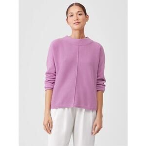 Eileen Fisher Women's S P Cashmere Blend Purple Sweater Mock Neck Souchy FLAW